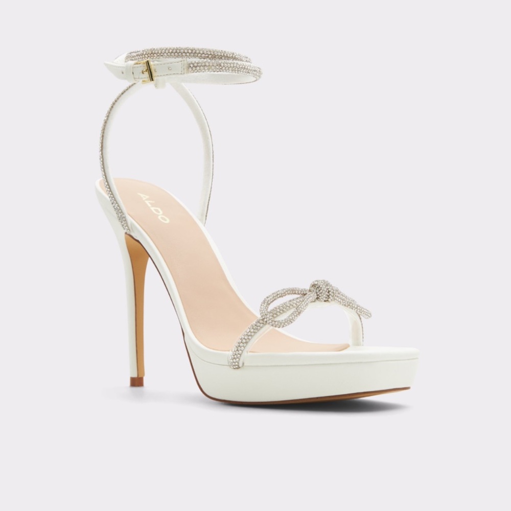 Aldo Silver and White Elegant Heels